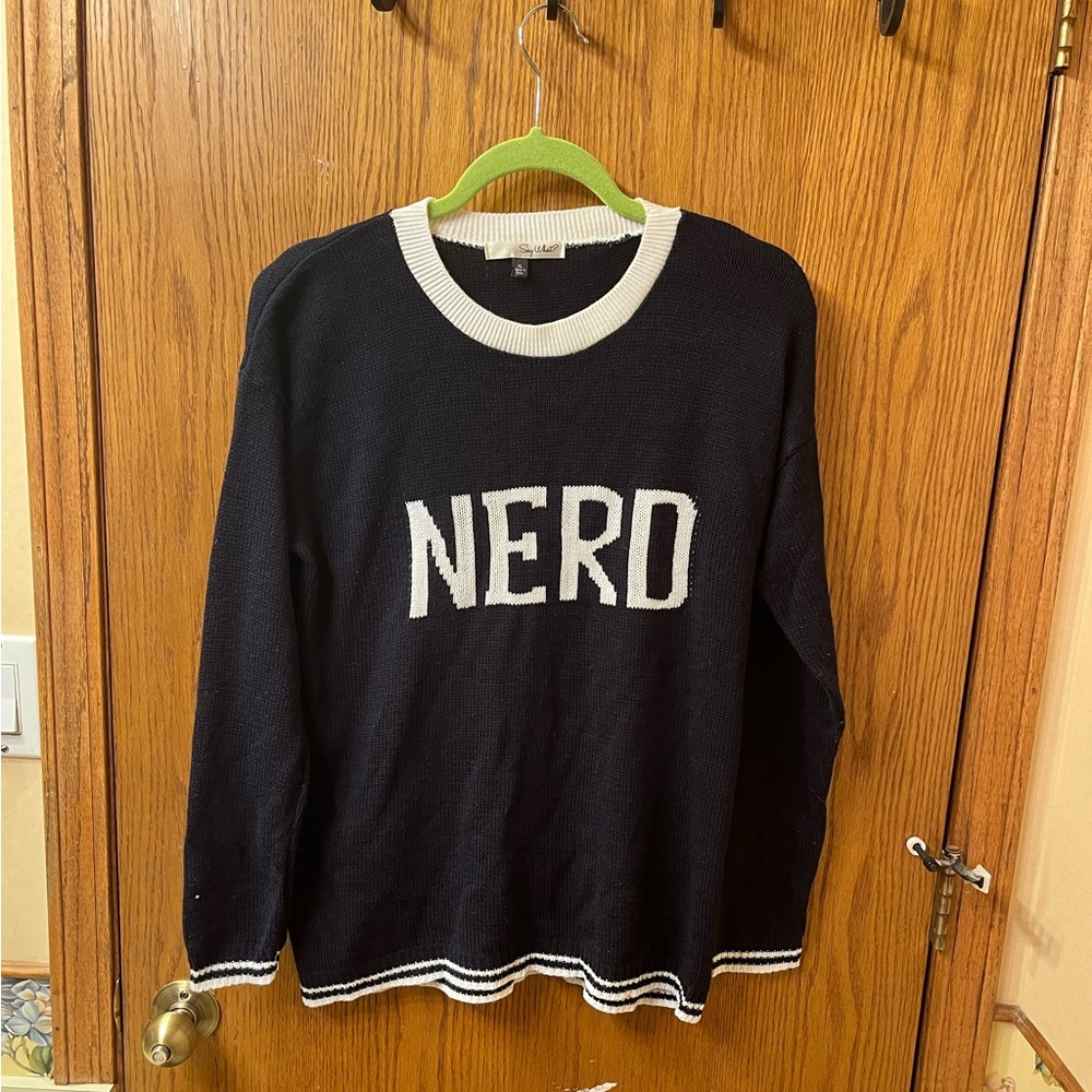 Adorable "Say What?" NERD lightweight sweater. Size XL. Only worn 1-2x.